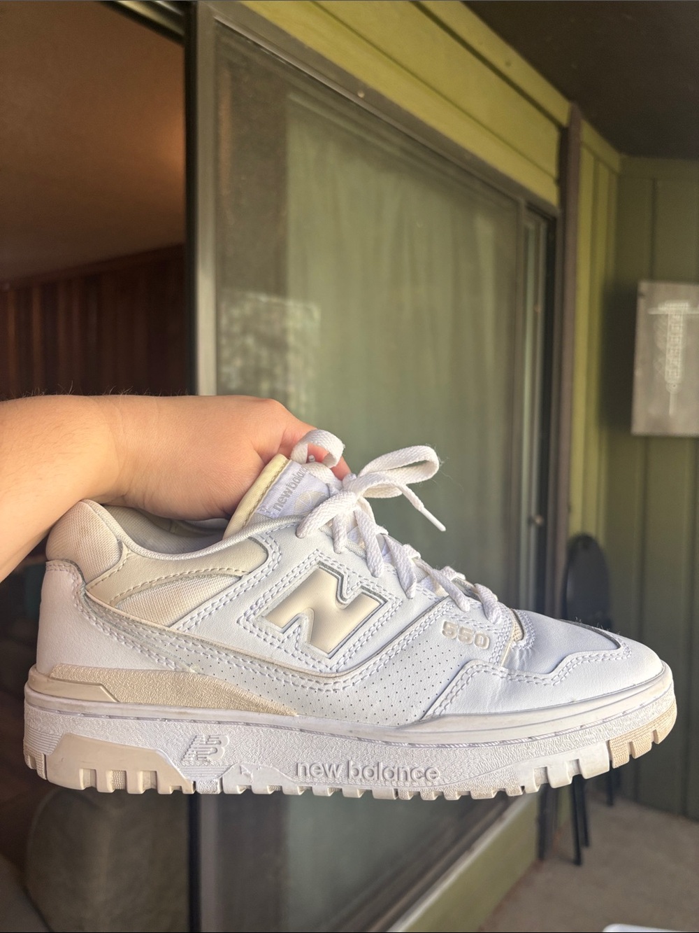 New Balance White and Cream 550 Sneakers